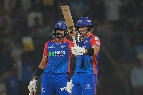 Tristan Stubbs celebrates his fifty runs